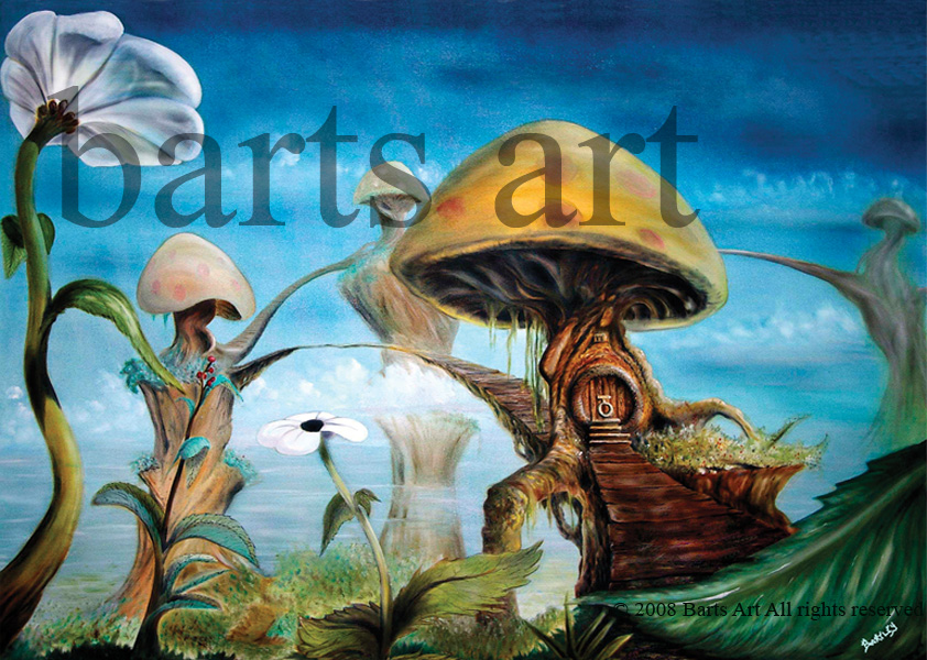 hobbit habitat in mushroom field